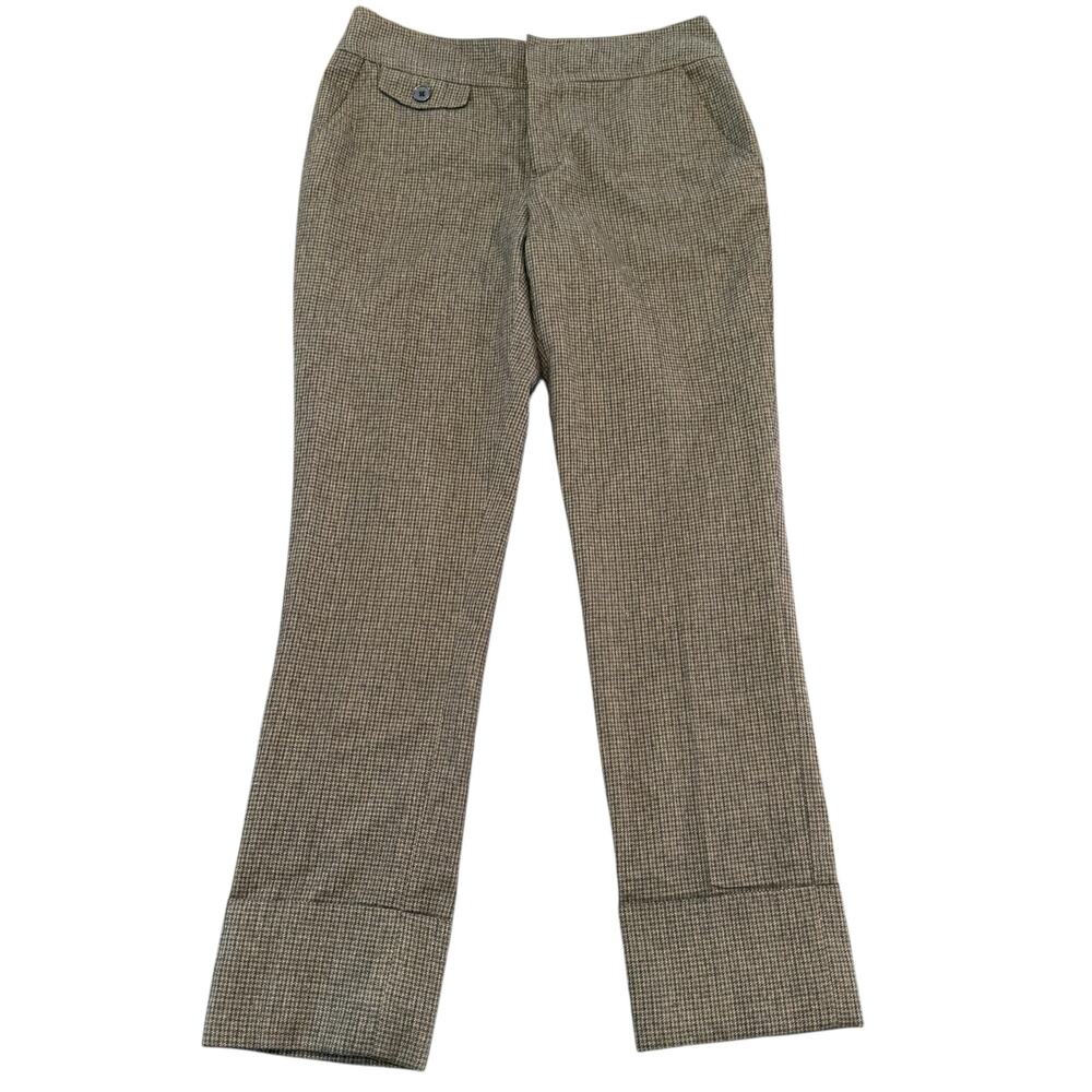 Anthropologie Cartonnier Brown & Black Small Check Plaid Cuffed Pants 4